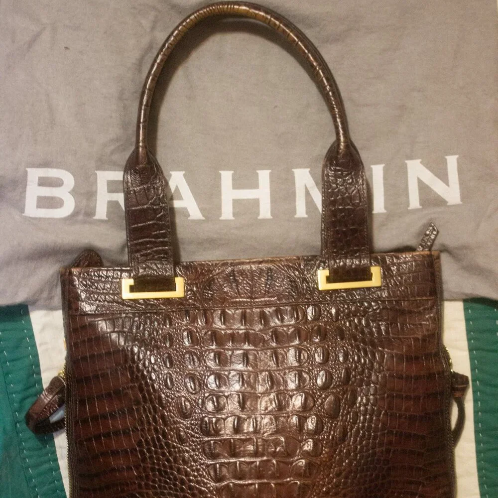 Brahmin Croc Embossed Leather Tote